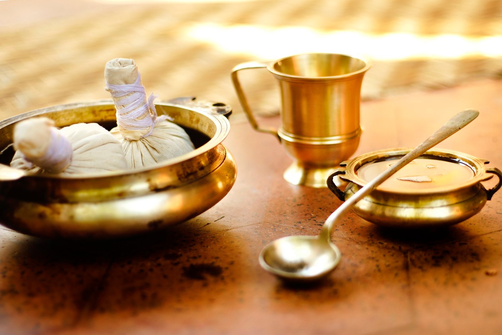 The kitchen, the oils, the hands  Ayurveda practised daily at SWAN